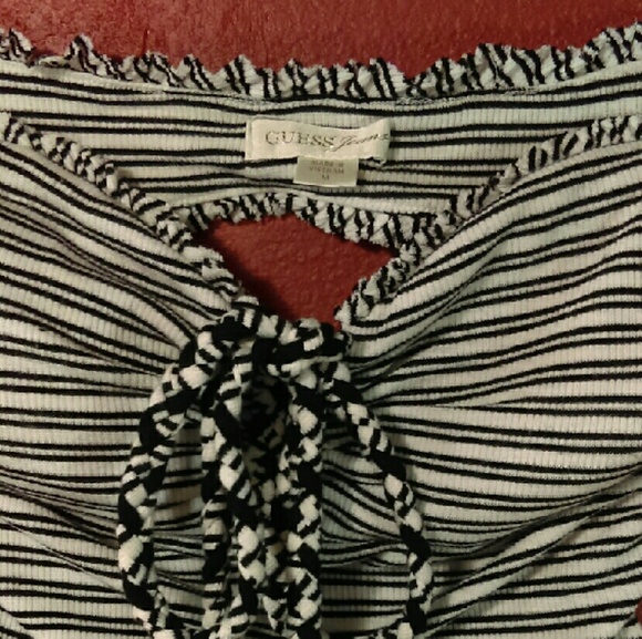 GUESS Black & White Striped Tube Top with Ties - Picture 4 of 4