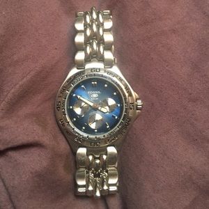 Men's Fossil Watch Silver with Blue Face
