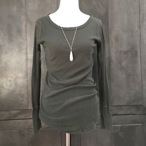 Distressed long sleeve maternity tee