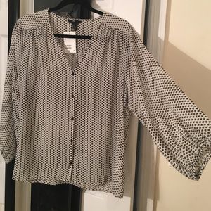 Black and white work blouse