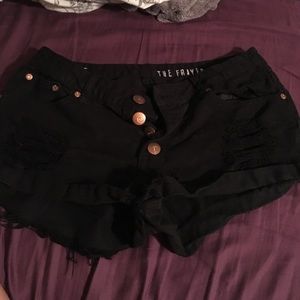 Black Jean mid rise shorts