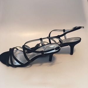 Nina black strap heels