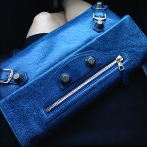 2010 Balenciaga Blue Roi Envelope Clutch