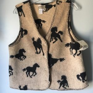 Coldwater Creek Fleece Vest w/ horses sz-S