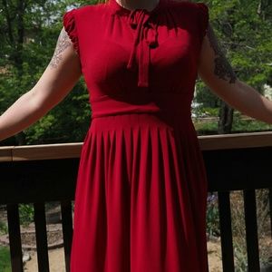 1940s style red teacher dress