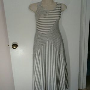 Gray & White long dress Size Med.