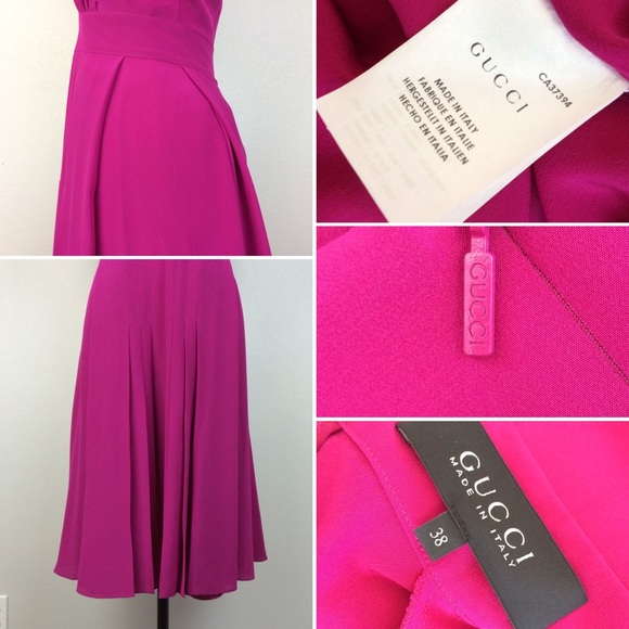 Gucci Fuchsia short sleeve V neck silk dress - Picture 4 of 4