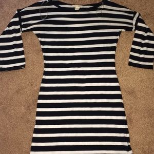 Black and white stripped fitted dress