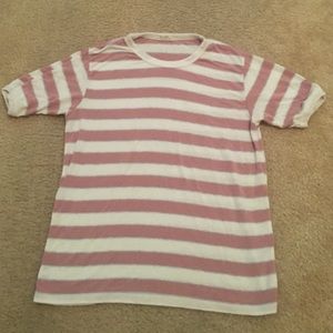 John Galt pink and white striped tee