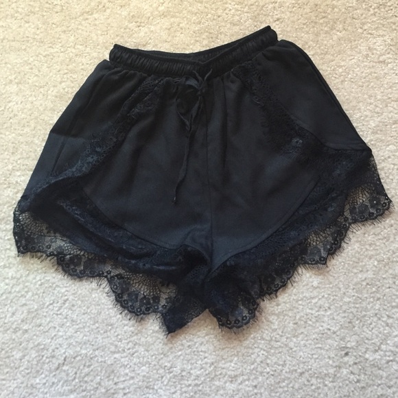 Black high waisted lace shorts