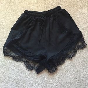 Black high waisted lace shorts
