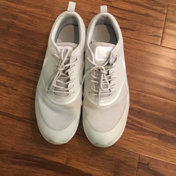 lightly worn, light gray Nikes!