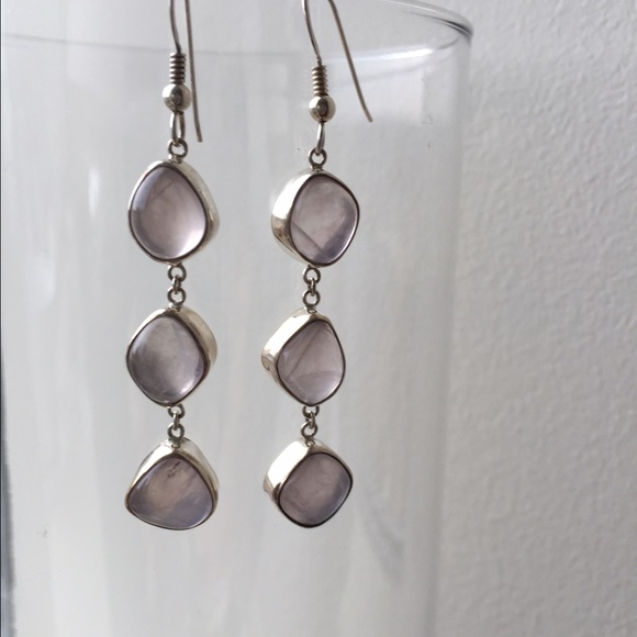 Pale pink chalcedony drop earrings