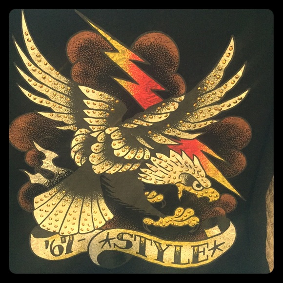 Ed Hardy Black Eagle V- Neck T-Shirt size XL