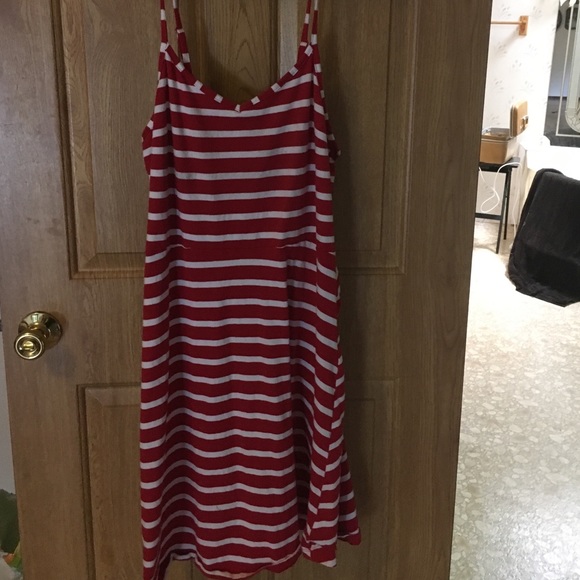Faded Glory Sun Dress Red and White Stripes
