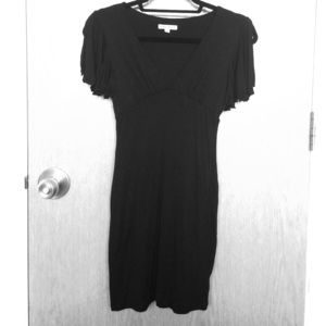 V-neck short black dress
