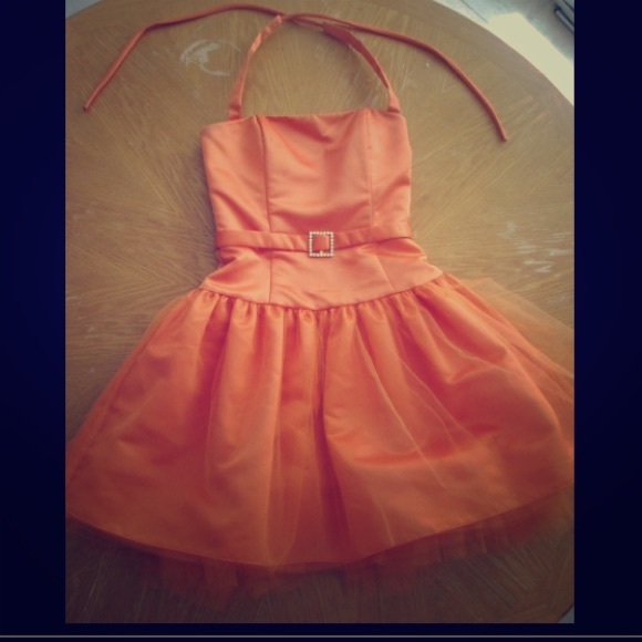 Orange prom dress.