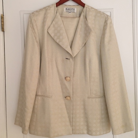 Oleg Cassini "Black Tie" 2pc Skirt & Button Jacket