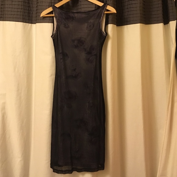 Black mesh floral dress