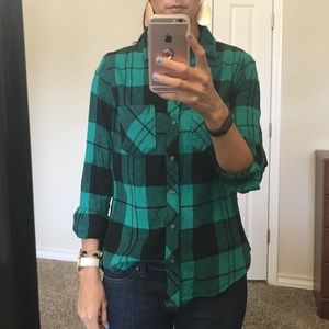 Green plaid shirt
