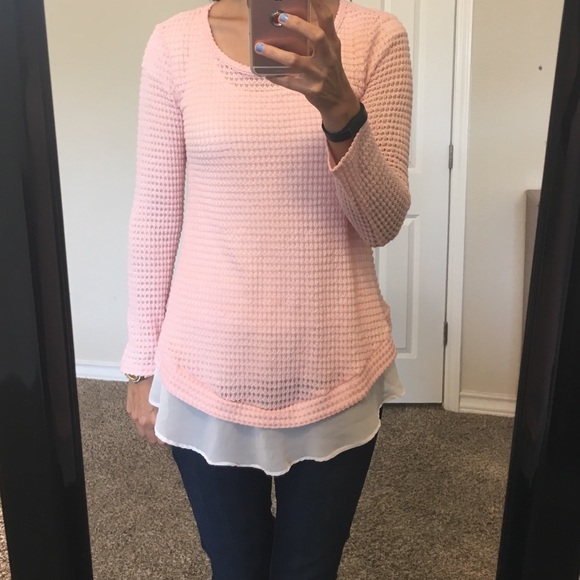 Pink texture tunic sweater