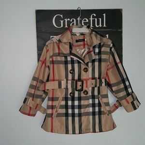 Toddler Girls Burberry Hooded Belted Rain Coat