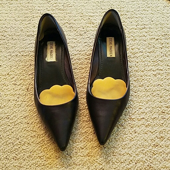 Black Kitten Heel Pointy Flat