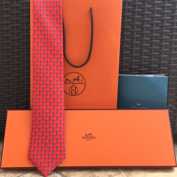 Hermes Silk Red Printed Tie