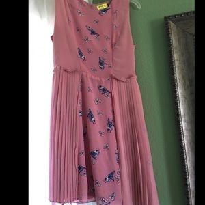 Pink dress with blue birds ASOS style