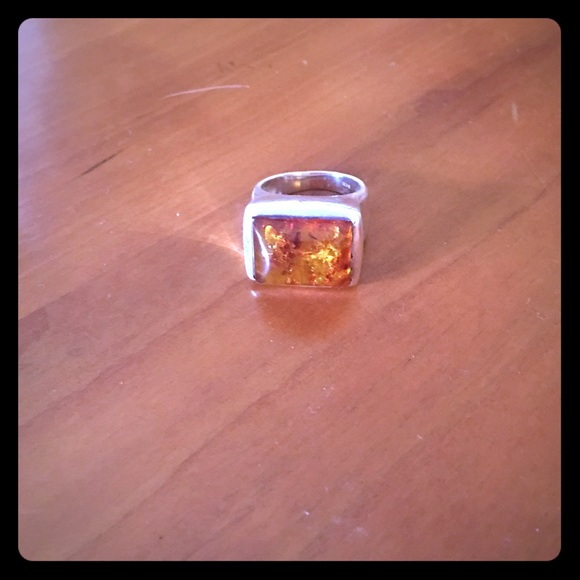 Retired Silpada Amber & Silver ring