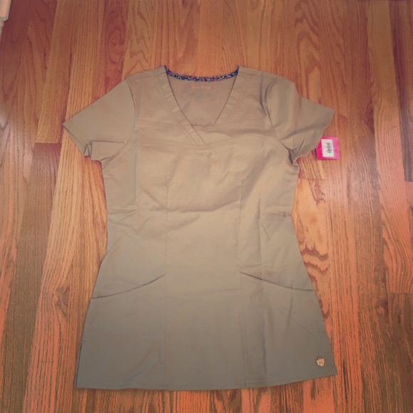 Khaki Heartsoul Scrub Top XS