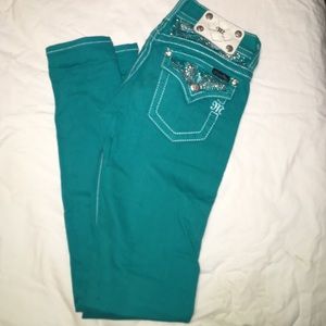Miss me teal rhinestone jeans