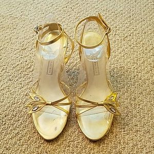 Gold Strappy Heels perfect for a formal occasion