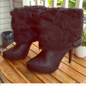Really awesome black fur heels