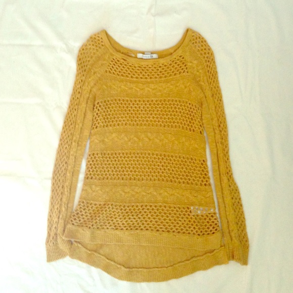 Forever 21 mustard yellow open knit sweater