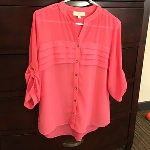 Pink button up blouse