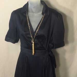Navy blue faux wrap dress