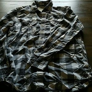 AE men's large (tall) gray and white checkered
