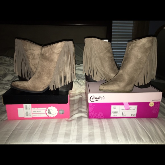 Candies Shoes - Taupe Fringe Booties!
