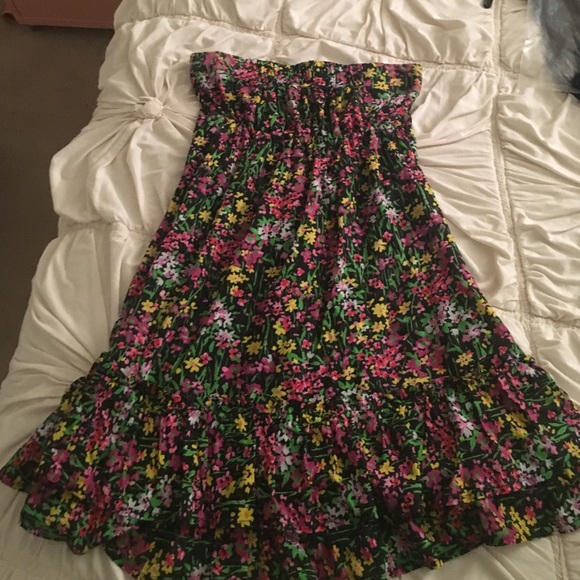 ZARA - floral strapless dress with back detail