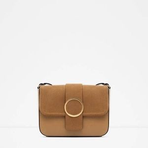ZARA Purse: Brown Suede Bag, Gold Clutch