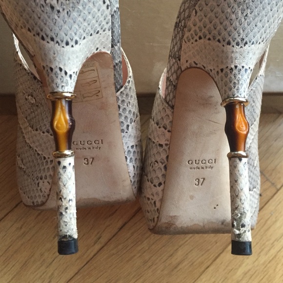 Gucci snakeskin open toe sling backs - Picture 3 of 4