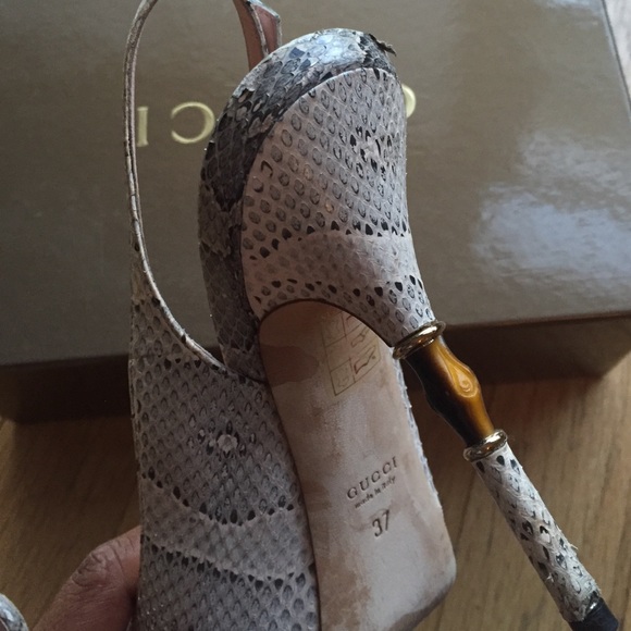 Gucci snakeskin open toe sling backs - Picture 4 of 4