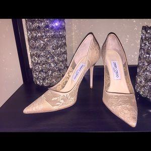 Jimmy Choo London nude heels.