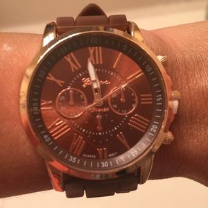 NWT Chocolate Geneva Silicone Watch