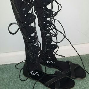 black gladiator sandals
