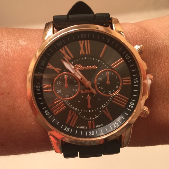 NWT Black Geneva Silicone Watch