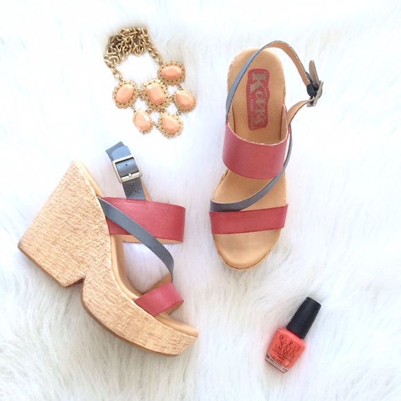 Kork Ease Shoes - Korks Espadrille Wedges • Pink & Gray Platforms