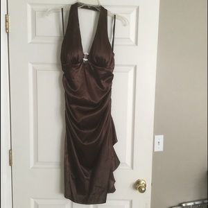Chocolate halter neck cocktail dress