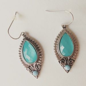 Teal and Silver Diamond Shaped Earrings!